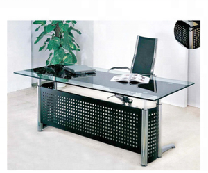 Bureau <span class=keywords><strong>de</strong></span> <span class=keywords><strong>direction</strong></span> moderne en gros, bureau d'ordinateur en verre trempé en forme <span class=keywords><strong>de</strong></span> L moderne - Product Image 2