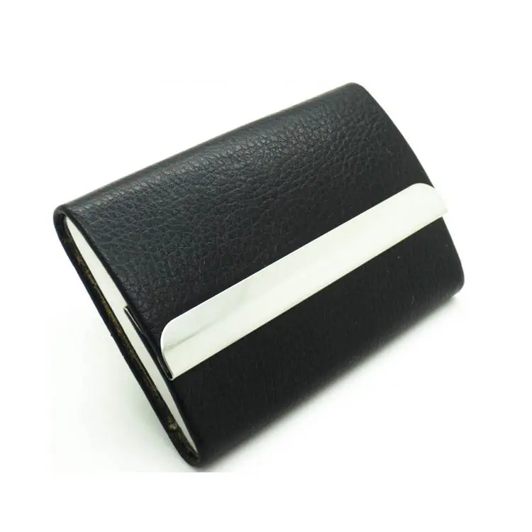 New Promotional Gifts Leather Business Card Holder Customize Stainless Steel LOGO Name Card Box Metal Wallet