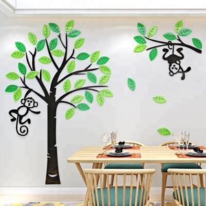 <span class=keywords><strong>Adesivi</strong></span> Murali Moderni Impermeabili con Albero, Decorazioni Grafiche in Plastica per Casa, Camerette Bambini e Neonati con Scimmie sull'Albero - Product Image 2