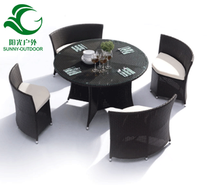 2022 حار بيع جولة الخوص طاولة من الراتان المدمجة حديقة مجموعة شرفة الأثاث - Product Image 3