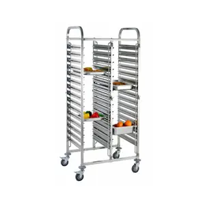 Komersial 6-24 Lapisan Stainless Steel GN Panci Baking Tray Rack Trolley