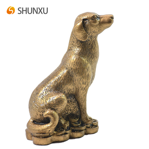 2018 Cane Zodiaco Cinese Anno Resina Cane con Feng Shui Moneta Da Collezione Figurine Table Desk Decor Fortunato Statua - Product Image 4