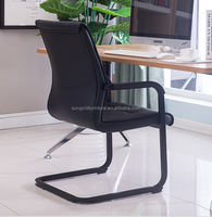 Chaise de bureau en cuir noir de luxe moderne, chaise d'ordinateur de bureau d'attente, vente en gros, chaise de réunion en cuir de direction sans roue
