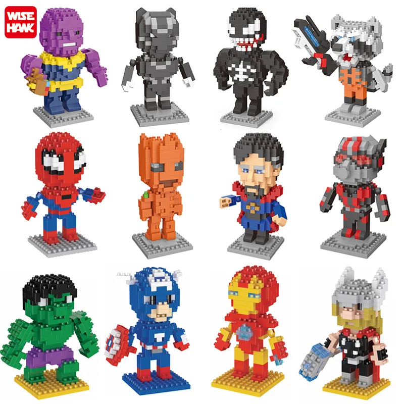 Wisehawk-bloques de construcción de plástico para niños, mini figuras de superhéroes de marvel, juguetes educativos para niños de 6 años