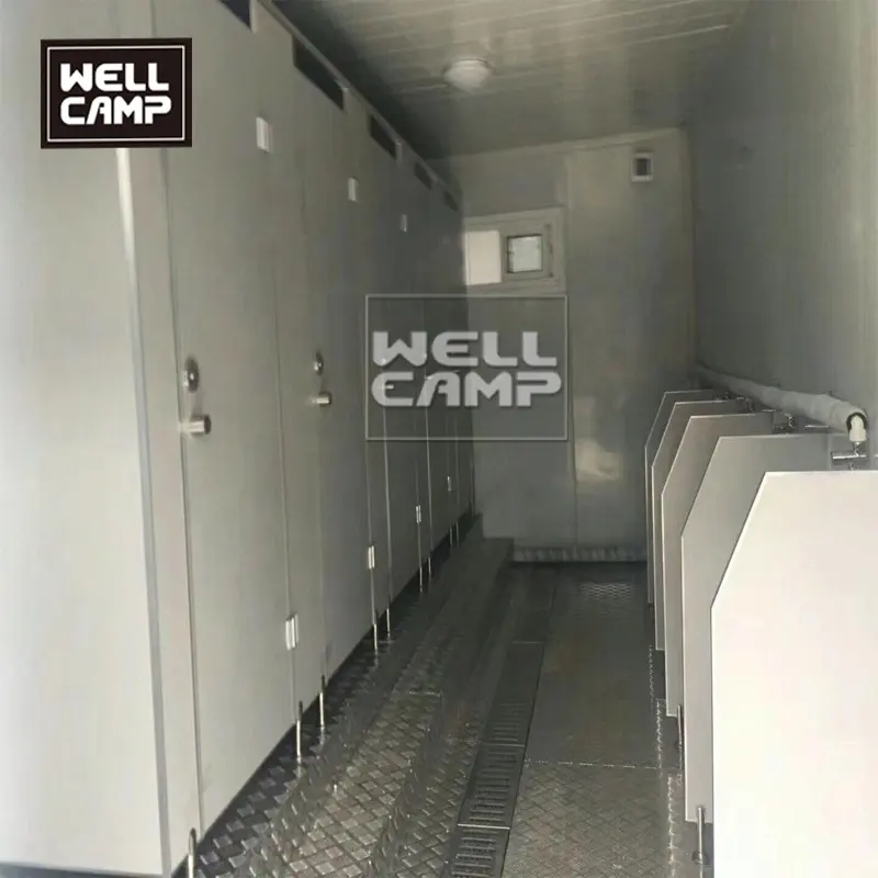 Wellcamp कंटेनर वॉश रूम फ्लैट पैक कंटेनर बाथरूम निर्मित मोबाइल घरों के लिए बिक्री