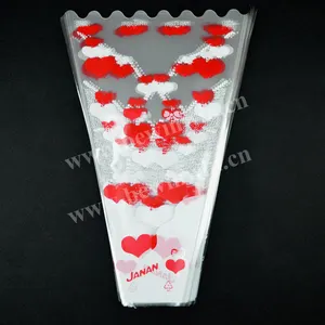 cone shaped cello bags wholesale single rose flower sleeve bag