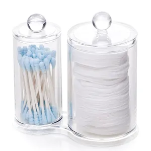 选择趣味高品质圆形丙烯酸棉垫羊毛球座分配器，用于浴室罐储物组织器