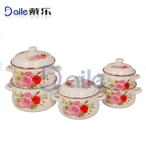 Nuovo Design 5 pz decalcomanie per fiori con fondo nero <span class=keywords><strong>Set</strong></span> di casseruole per pentole - Product Image 4