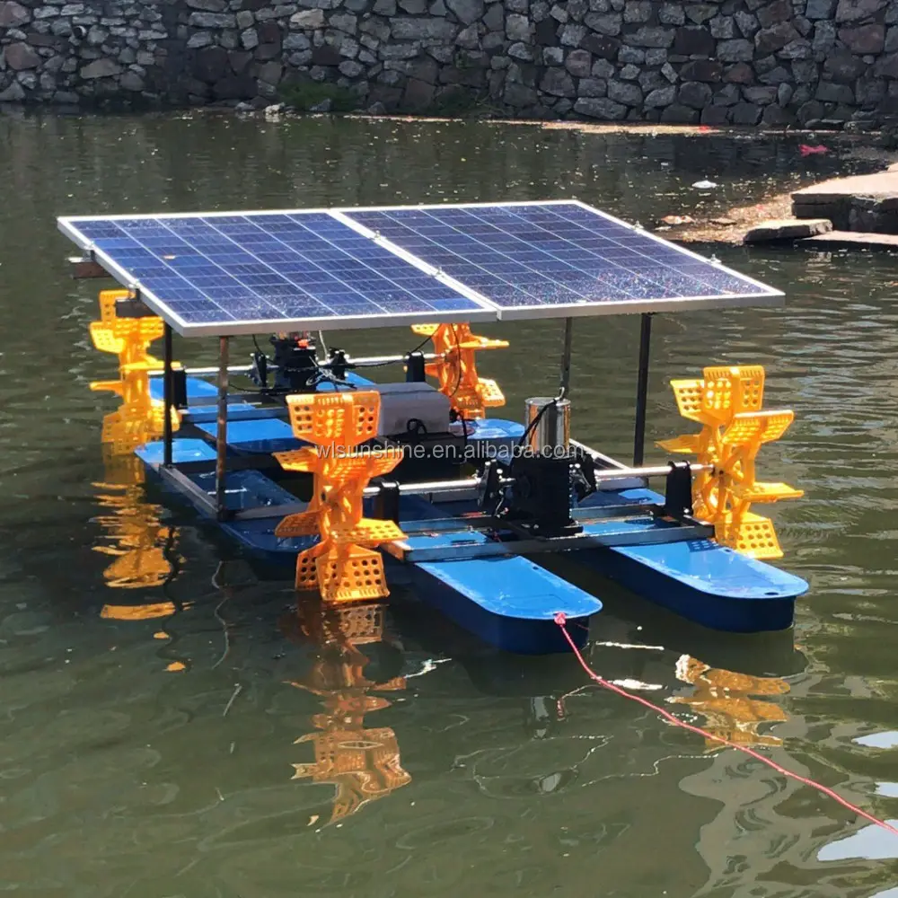 Güneş aerator1hp 2hp balık gölet su ürünleri ekipmanları güneş enerjili çarklı havalandırıcı