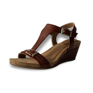 Delle signore comode <span class=keywords><strong>tacco</strong></span> <span class=keywords><strong>basso</strong></span> cuneo scarpe sandalo T-strap fibbia <span class=keywords><strong>sandali</strong></span> per le donne e le signore - Product Image 2