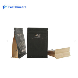 Recycle Roasted <strong>Square</strong> Bottom Coffee <strong>Bean</strong> Packaging <strong>Bag</strong> with Custom Zipper, Easy-Tear Notch, Valve - Product Image 4