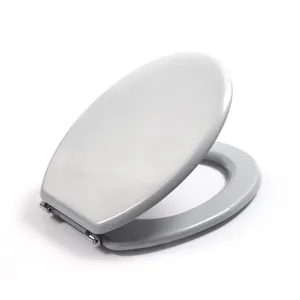 Bofan Glitter Kekerasan Tinggi Dibentuk Kayu Penyesuaian Tinggi Memanjang Toilet Seat dengan Stainless Steel Engsel