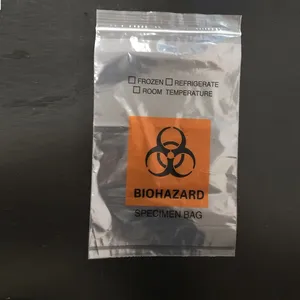 6x9 Sizes Sterile Pathological Specimen Biohazard Bags Transparent Medical Plastic Disposable Candy LDPE Umbrella Hot Stamping