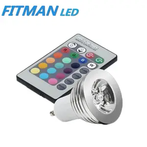 Foco led gu10 rgb, 3W, 220V, con mando a distancia