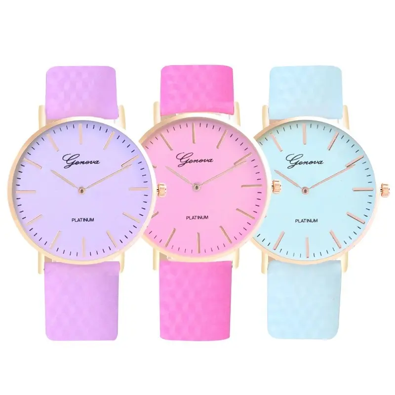 Förderung Neue Mode Einfachen Stil Temperatur Ändern Farbe Frauen Uhr Sonne UV Farbe Quart Uhr LLW059