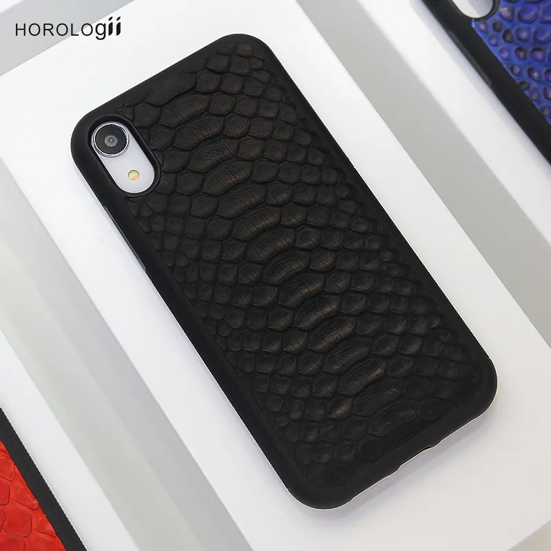 Horologii Italian leather phone case for iphone Xr leather case black phone bumper cover