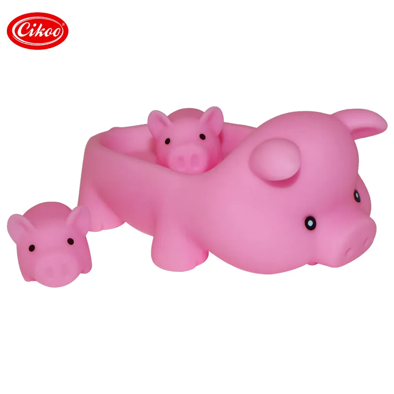 Рекламные мини-игрушки, животные, розовая резиновая свинья, семейный набор игрушек для ванной комнаты