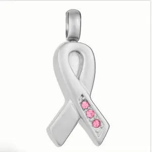 Crystal Inlay Ribbon Cross Memorial Ashes Keepsake Urn Necklace Cremation Jewelry