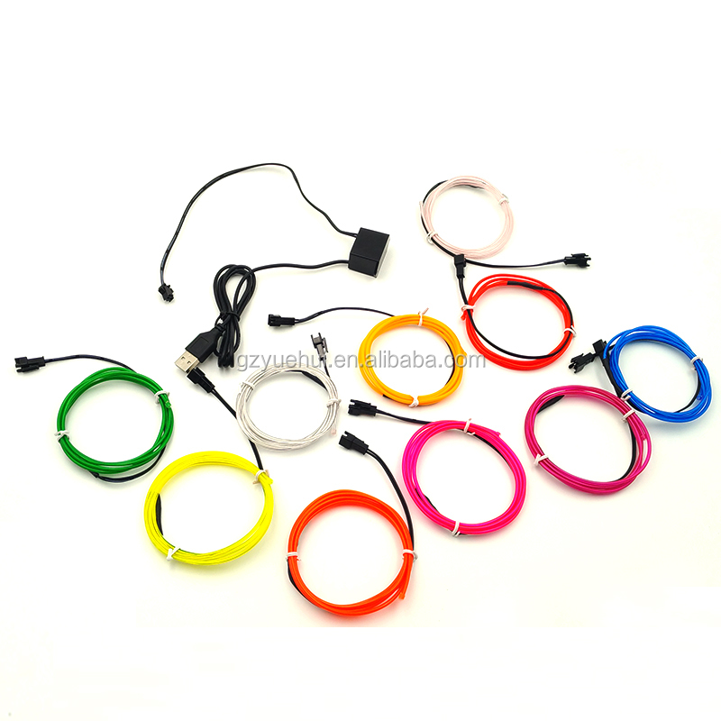 1 метр 2,3 мм 5vusb 10 видов цветов устойчивый Гибкая светящаяся EL трос неоновая подсветка Электролюминесцентная для свадебного украшения