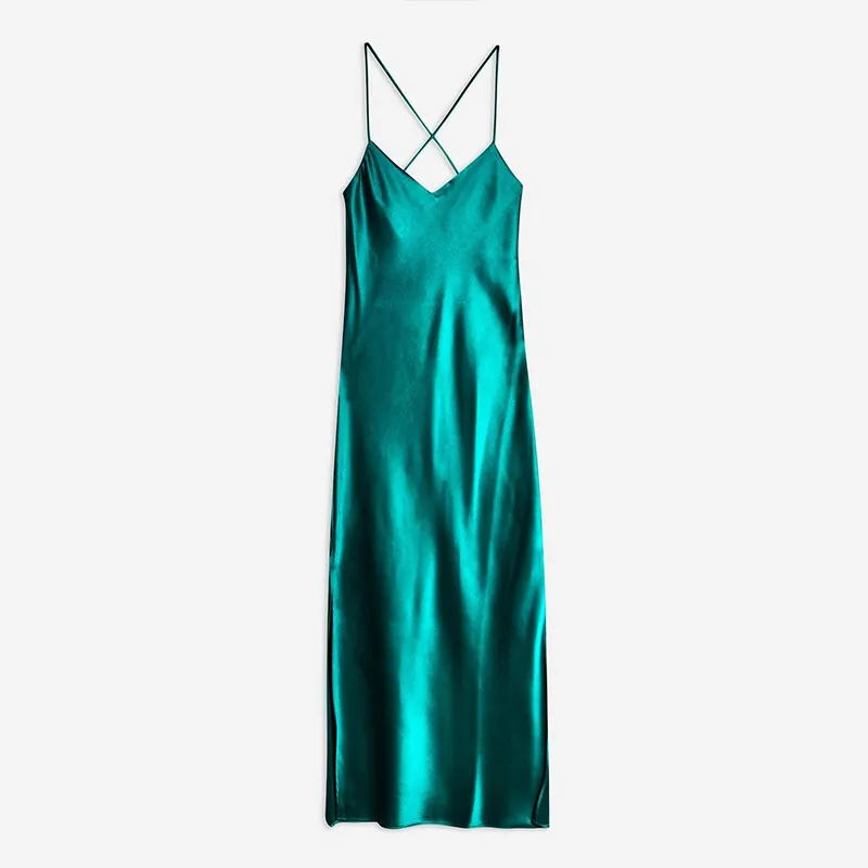 शीर्ष गुणवत्ता पोशाक फैक्टरी सीधे बेच बहु रंग सादा रंगे नई 2019 साटन पोशाक महिलाओं में