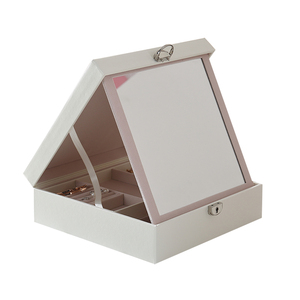 Multifonction de luxe Ornement <span class=keywords><strong>Bijoux</strong></span> Pliable Boîte De Rangement <span class=keywords><strong>avec</strong></span> Grand <span class=keywords><strong>Miroir</strong></span> Cosmétique - Product Image 5