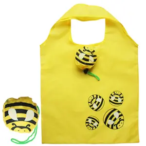 custom bee animal foldable polyester shopping bag