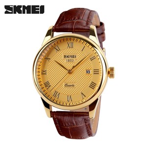 SKMEI di Marca 9058 Di Lusso del quarzo <span class=keywords><strong>classico</strong></span> Amanti della vigilanza di modo casuale orologi 30m impermeabile della cinghia di cuoio per le donne degli uomini <span class=keywords><strong>orologio</strong></span> da polso - Product Image 1