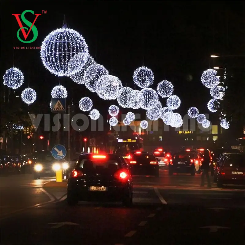 New Arrive Vision Decor 3d Christmas Metal Frame Led String Lights Sphere Lighted Outdoor Ball