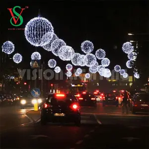 New Arrive Vision Decor 3d Christmas Metal Frame Led String Lights Sphere Lighted Outdoor Ball