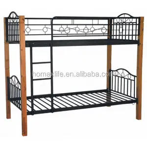 De metal de muebles de dormitorio cama litera con poste de madera