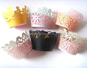 Estojo de papel para decoração de bolo, copo com corte a laser muffin para decoração de bolo, aniversário e casamentos