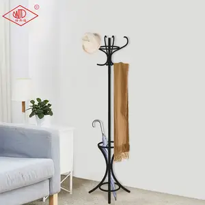 OEM decoration Bedroom Furniture Finishing Metal Paint pipe Floor Standing Hat Coat Clothes Rack industrial with Umbrella Stand