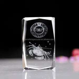 Hot Koop Nieuwe Ontwerp Zodiac Kristal Geschenken 3d Laser Geëtst Glas Cube