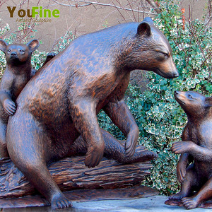 Escultura de oso rugido de metal de bronce realista para Parque - Product Image 4