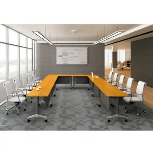 Unique Office Furniture Meeting Table Bamboo Conference Table U Shaped Conference Room Wooden Panel Wood with Solid Frame 12 MFC