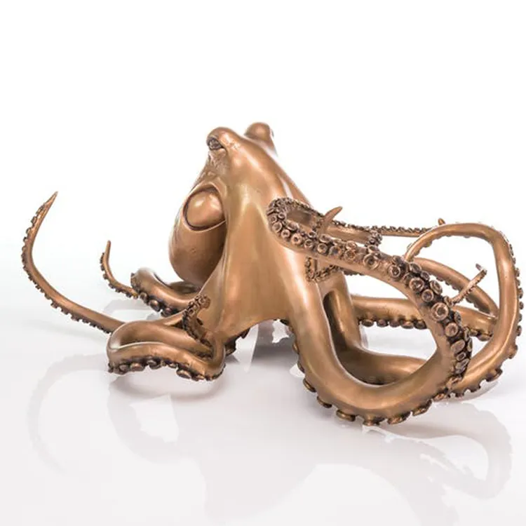 Moderne Kunst Dierdecoratie Metalen Bronzen Octopus Sculptuur