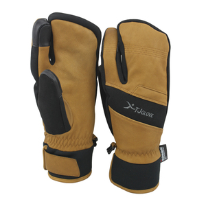 Wholesale <strong>Adult</strong> Waterproof/Windproof Rose Red Unisex Touch Screen Leather Winter Sport Three Fingers Ski <strong>Mitten</strong> - Product Image 1