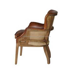 <span class=keywords><strong>Fauteuil</strong></span> en cuir véritable <span class=keywords><strong>Orange</strong></span> massif pour salon, siège en bois, style <span class=keywords><strong>vintage</strong></span>, siège unique, imitation cuir - Product Image 2