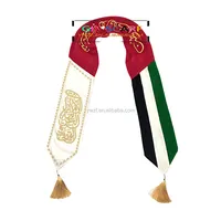 Kustom Murah & Kualitas Tinggi Syal Bendera UEA Bordir Lurex Emas UEA Syal Hari Nasional Oman/Qatar/UEA