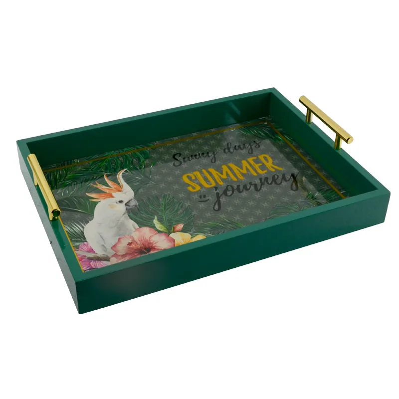 Luxury customized color all-purpose turkish jewelry party wine sublimation wooden tray with glass