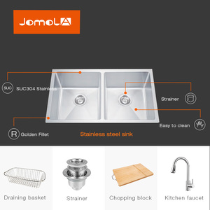 Double bol en acier inoxydable de qualité supérieure, évier de cuisine en quartz fait à la main - Product Image 4