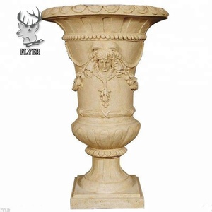 Productos de piedra de jardín, macetas de mármol Beige Natural, macetas de flores de piedra, urna de jardín de mármol para decoración del hogar - Product Image 6