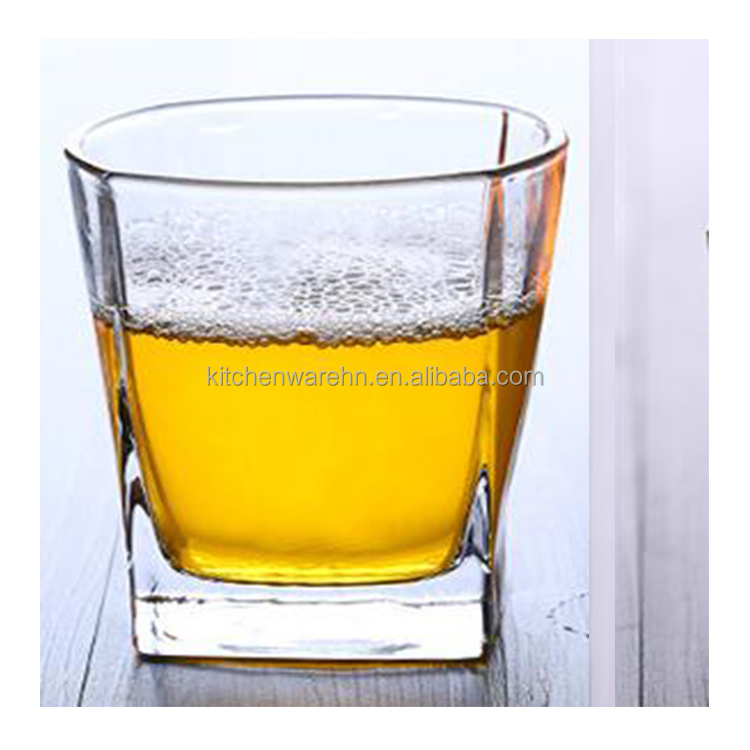 Wholesale double old fashion square heavy base glass cup modern whisky glass