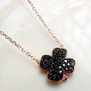 Collar de Plata de Ley 925 con micropavé para collar negro de Hojas de Trébol de mejor <span class=keywords><strong>amigo</strong></span> - Product Image 2