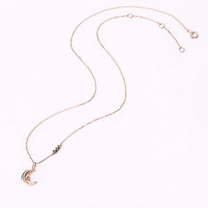 Collar de oro de 14k con Topacio Azul y luna creciente, joyería de mujer - Product Image 4