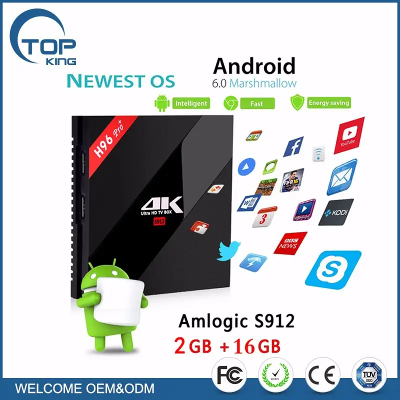 H96 pro + 2 ГБ 16 ГБ S912 Amlogic Android Коробка 6.0 ТВ H96 pro plus wifi 2.4 ГГц Bluetooth двойной wifi tv box