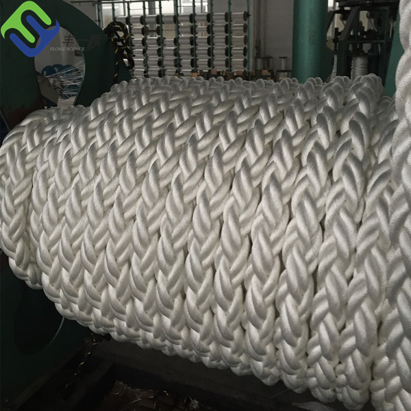 Marine 8 Strand Polyester Rope Mooring White Polyester Cord 220m Coil