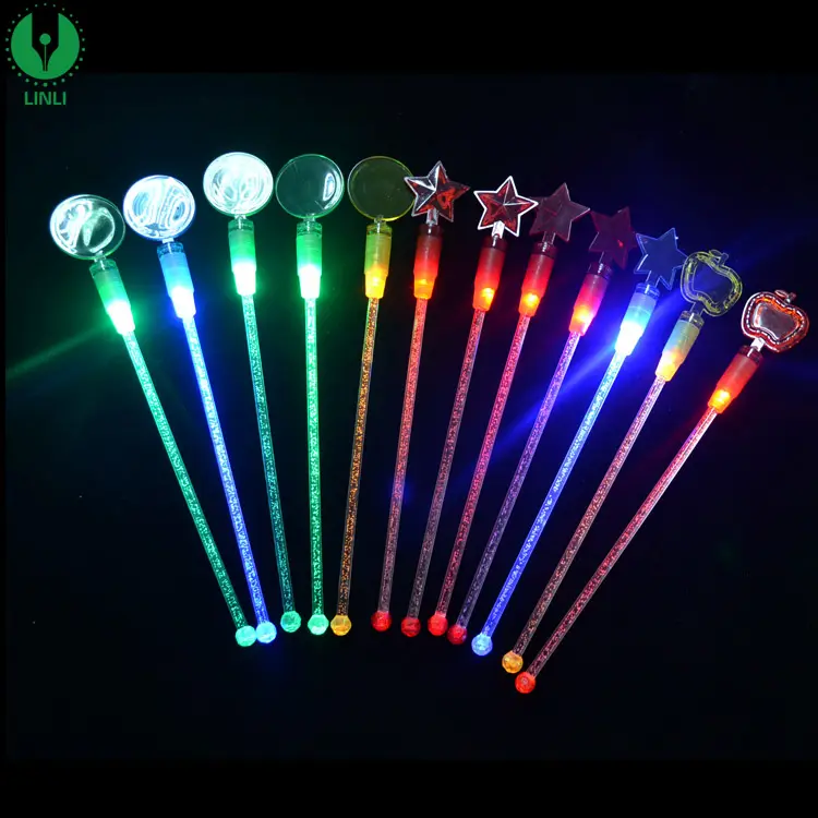 사용자 정의 나이트 클럽 로고 마시는 깜박이 LED Stirrers 여러 가지 빛깔의 LED Stirrers 플라스틱 칵테일 Stirrers