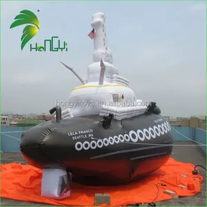 Diseño personalizado inflable remolcador modelo de forma inflable gigante submarino para publicidad