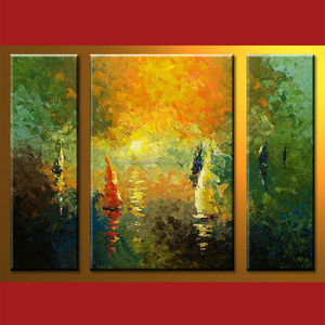 moderni astratti <span class=keywords><strong>barche</strong></span> della pittura a olio della tela di canapa sulla spiaggia - Product Image 1